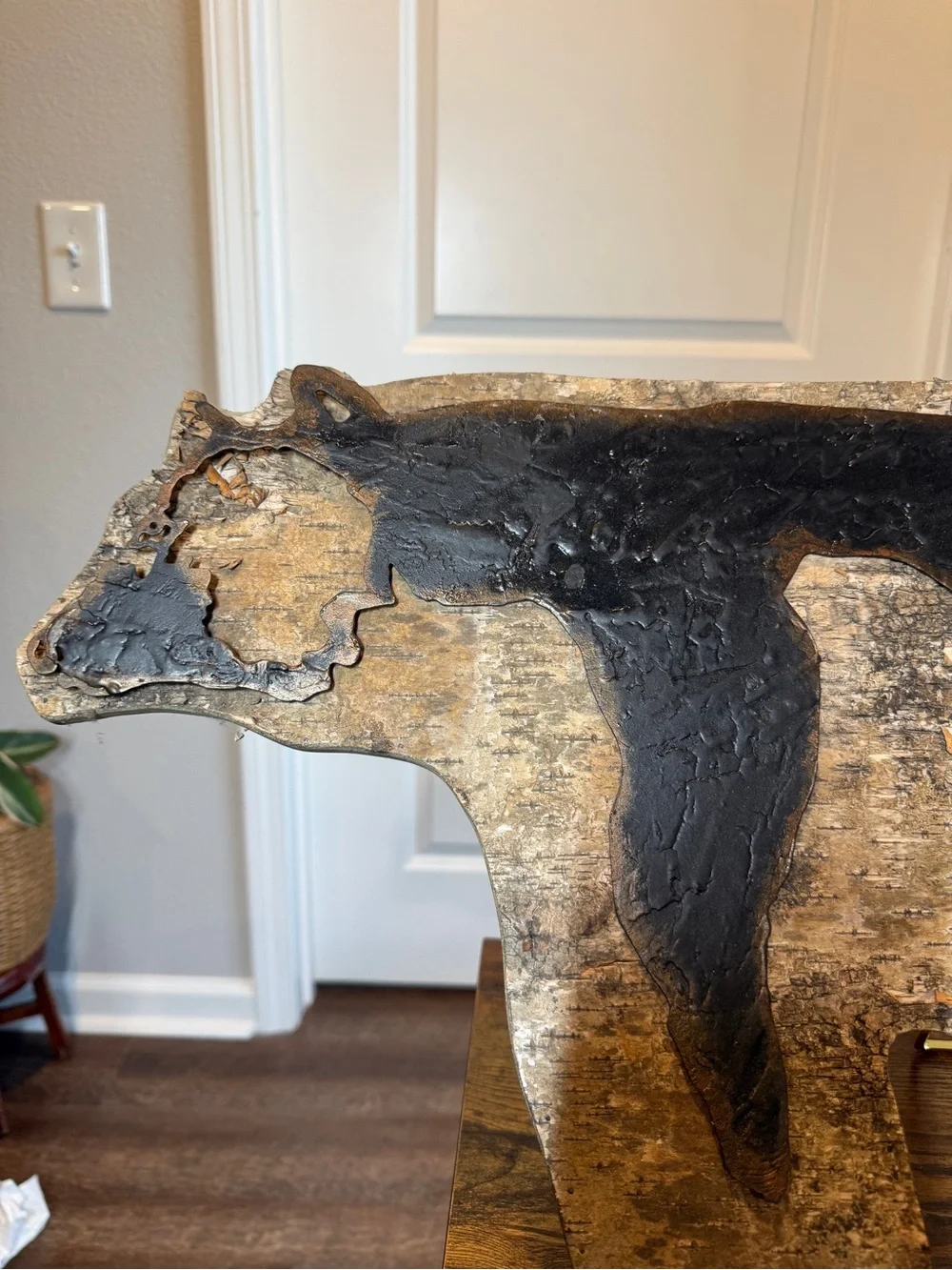 Rustic Birch Bark Bear Silhouette Wall Art – 25